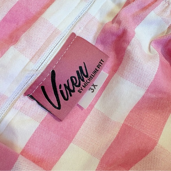 Vixen By Micheline Pitt Dream House Swing Dress Pink Gingham Size 3X Pockets - Picture 12 of 16